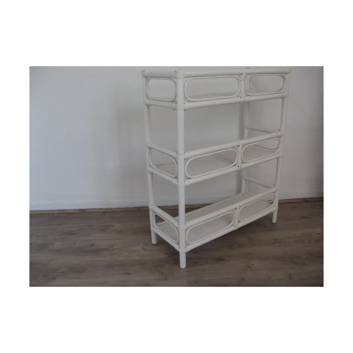Etagère Book 3 Plateaux  Rotin Blanc 75x30x95