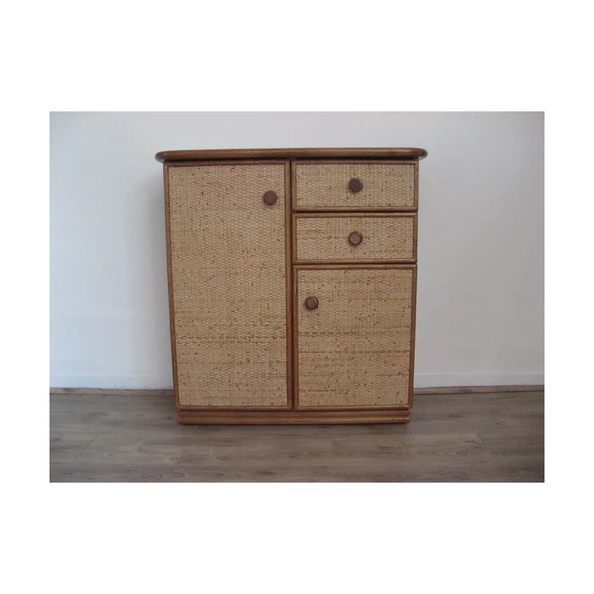 Meuble Delos 87x39 : 2 Portes et 2 Tiroirs Merisier