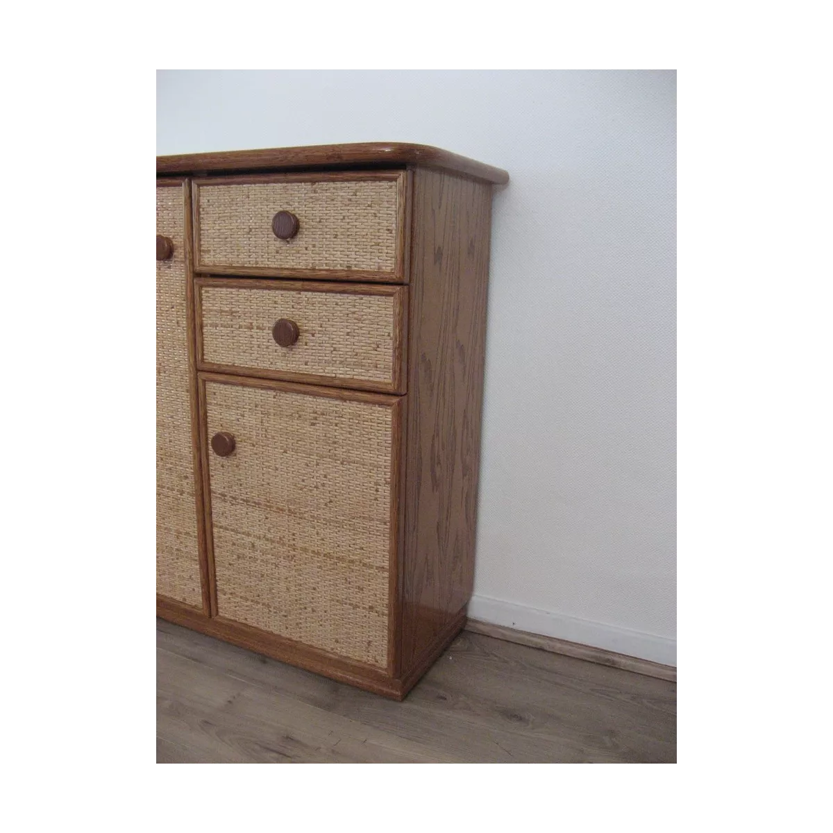 Meuble Delos 87x39 : 2 Portes et 2 Tiroirs Merisier