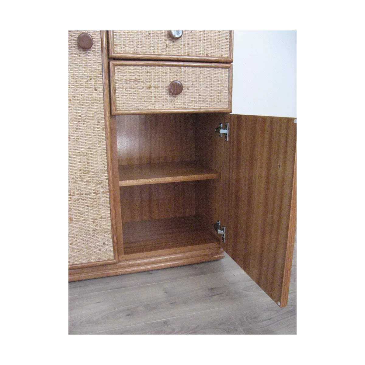 Meuble Delos 87x39 : 2 Portes et 2 Tiroirs Merisier