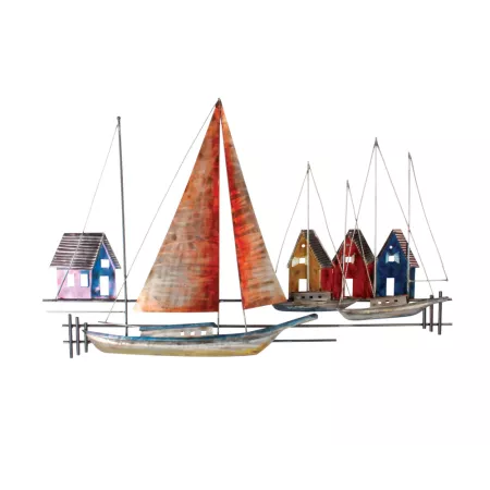 Décoration Métal Voiliers et 4 Cabane de Pêcheurs