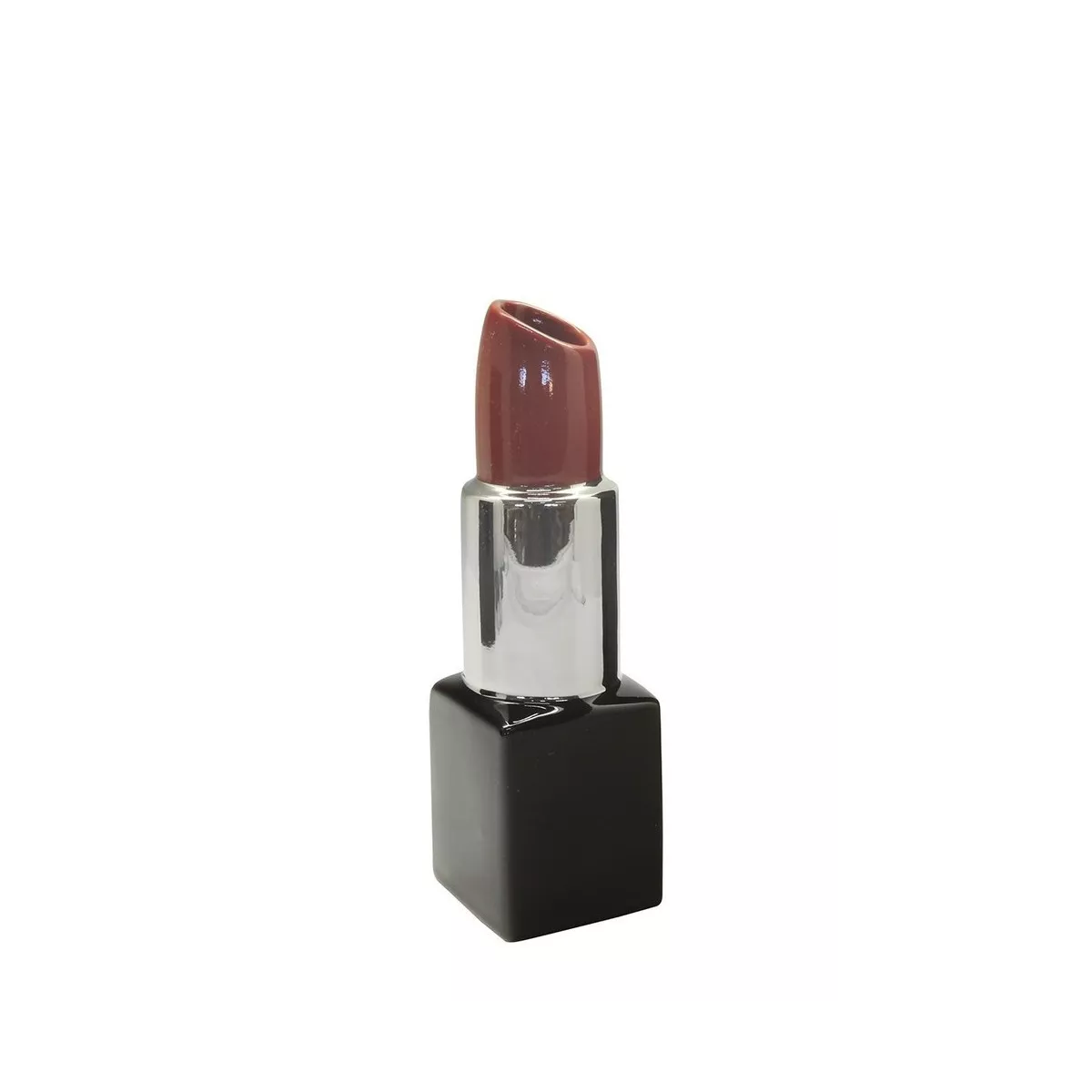Vase Rouge à lèvres H.20 Noir-Argent-Rouge