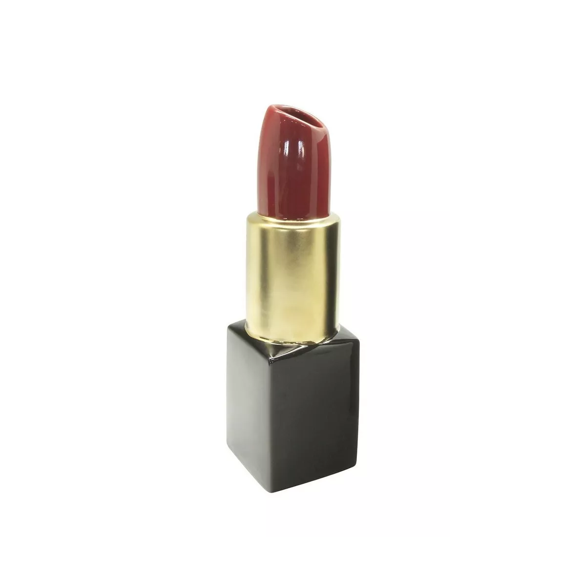 Vase Rouge à lèvres H.34 Noir-Doré-Rouge