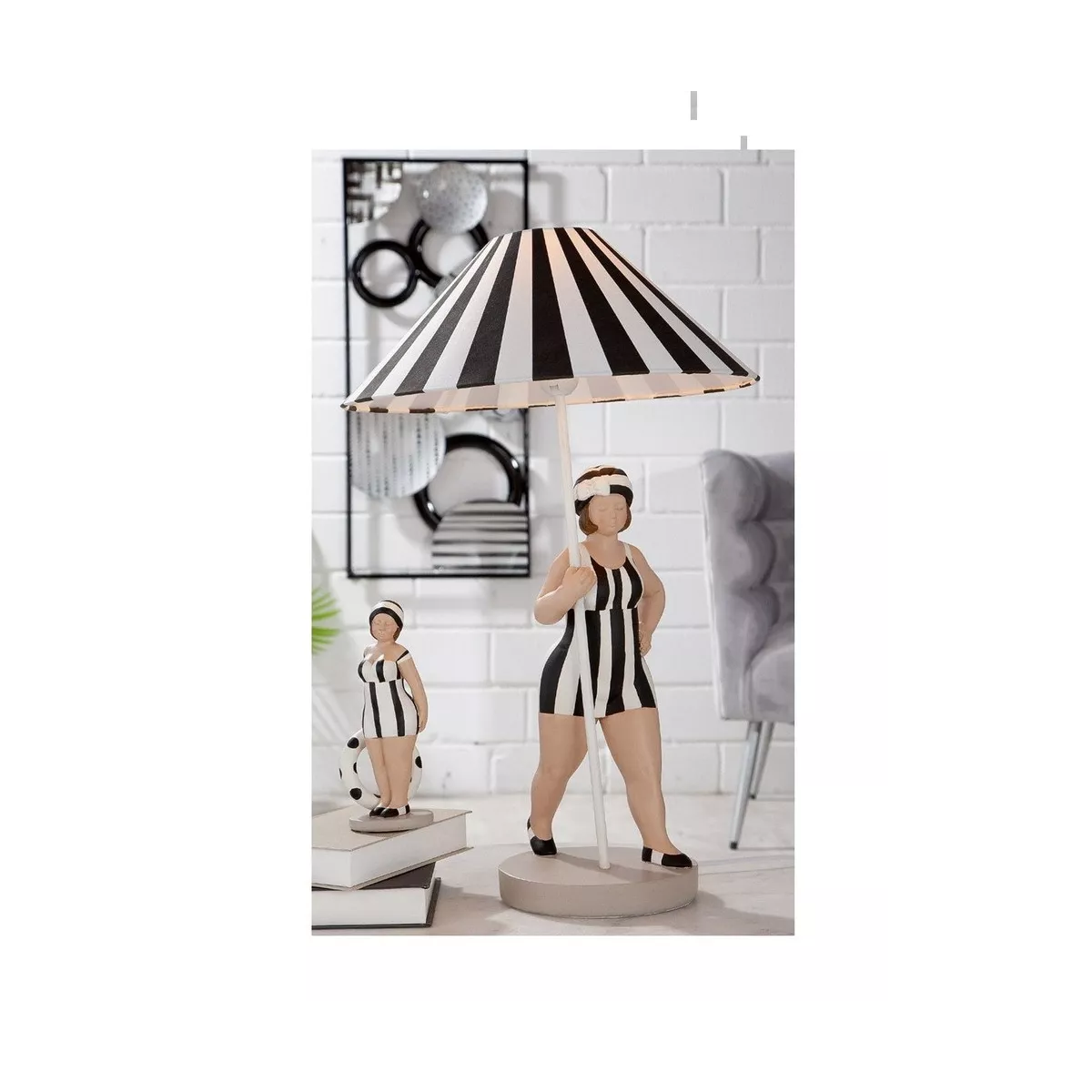 Lampe Becky noir et blanc H.50cm