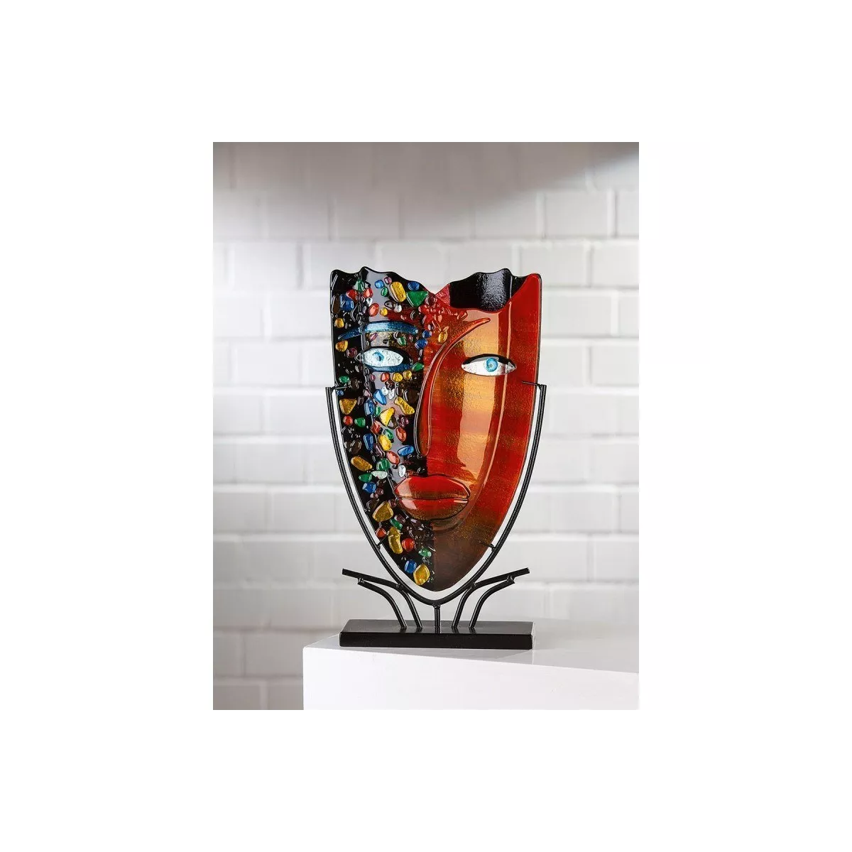 Vase Pâte de verre Visage H.47 cm