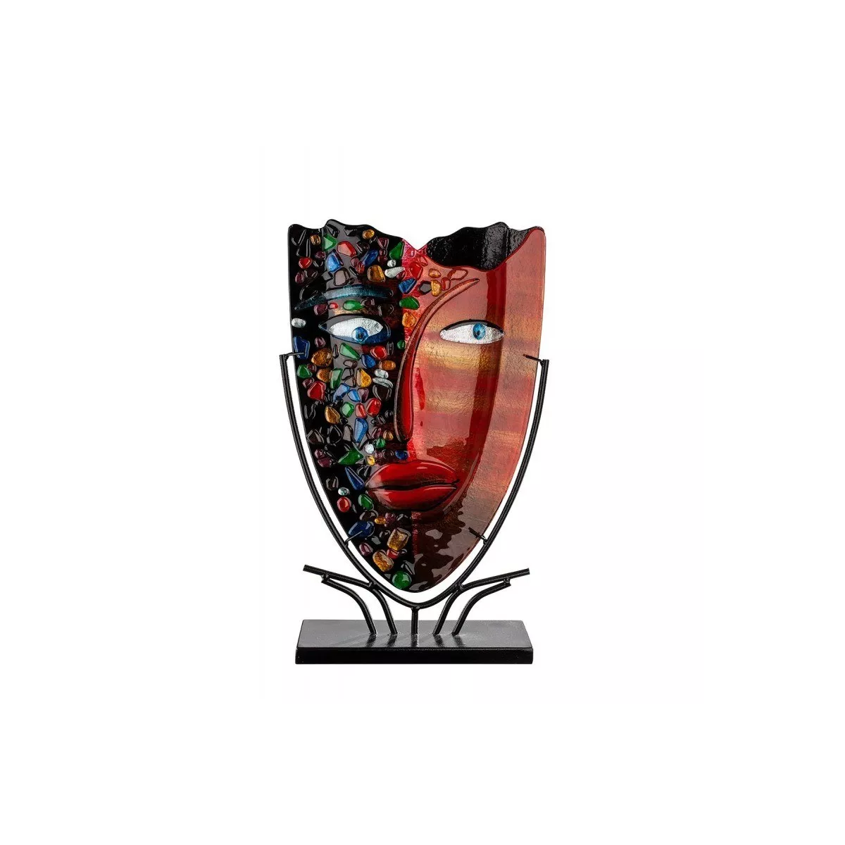 Vase Pâte de verre Visage H.47 cm