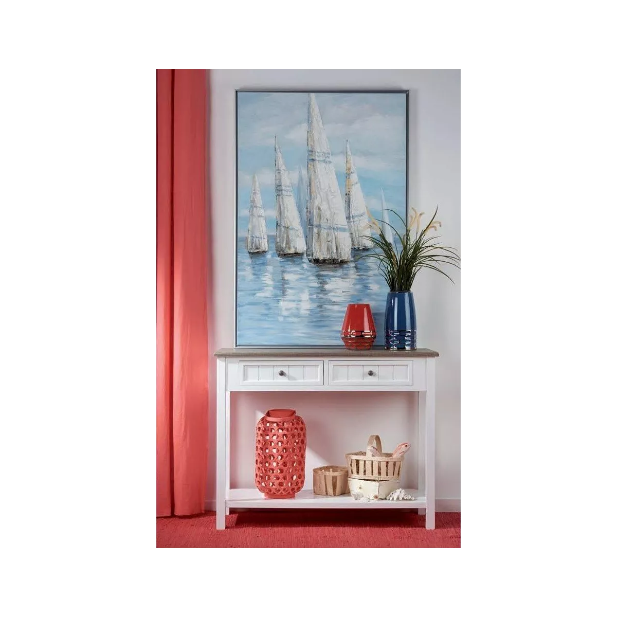 Vase Droit Bleu avec effet bicolore argent