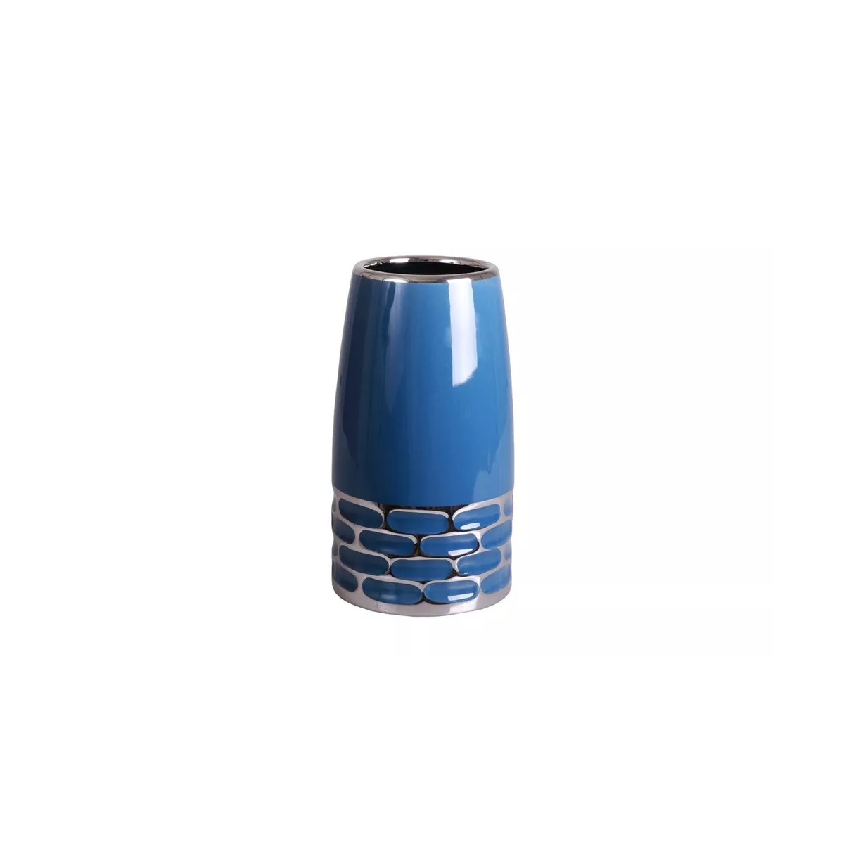 Vase Droit Bleu avec effet bicolore argent