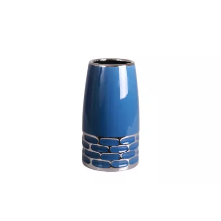 Vase Droit Bleu avec effet bicolore argent