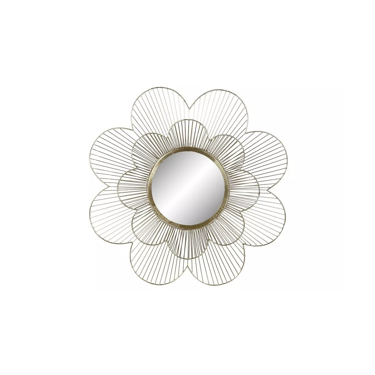 Miroir Métal Doré Fleur 80x80