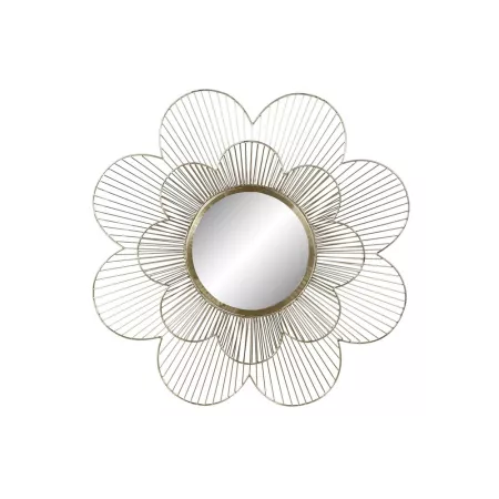 Miroir Métal Doré Fleur 80x80
