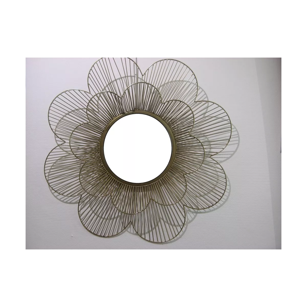 Miroir Métal Doré Fleur 80x80
