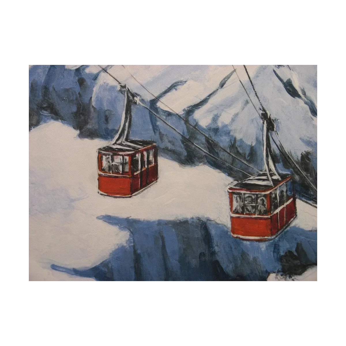 Tableau Télécabines Rouge 60x80