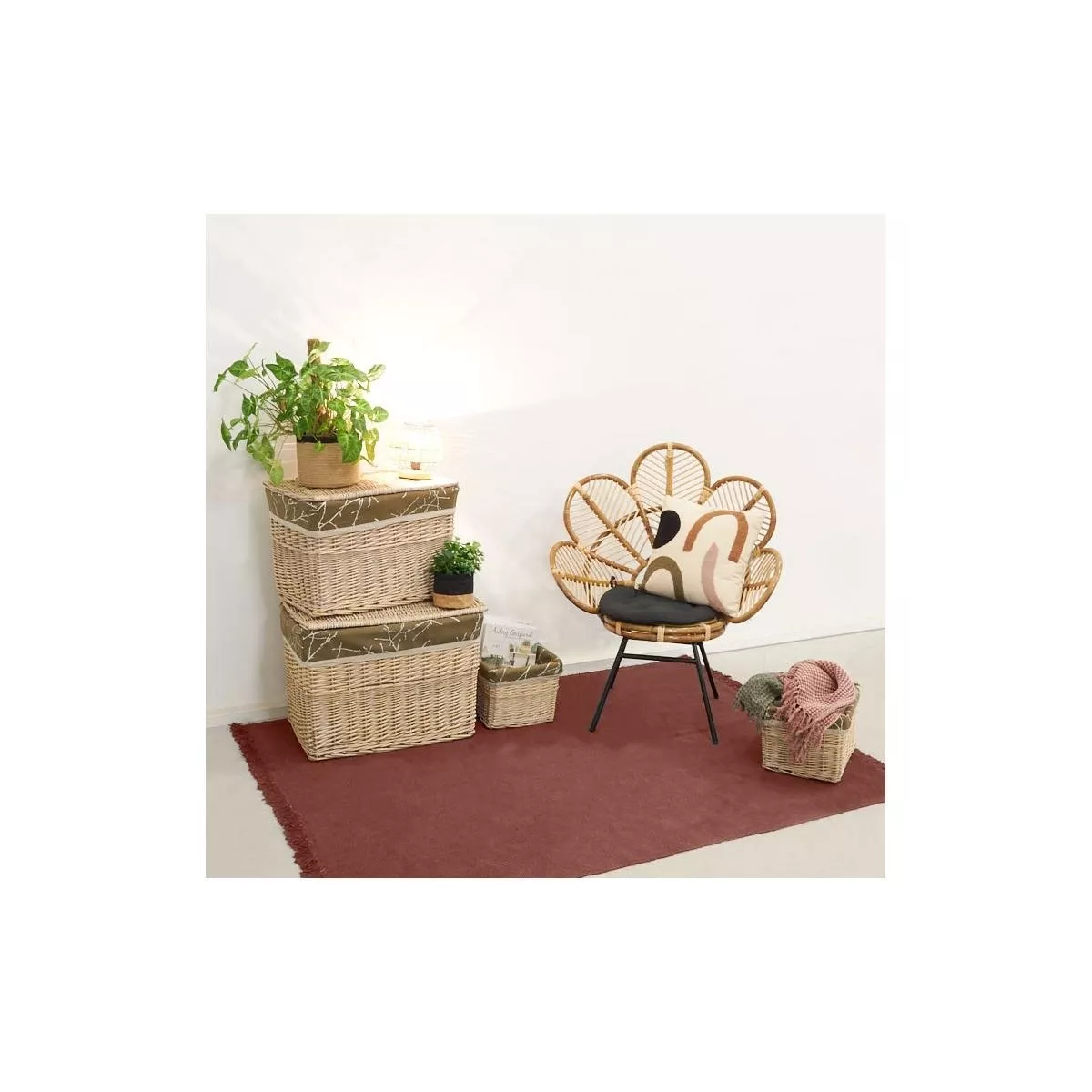 Fauteuil Rotin Fleur Pied Métal
