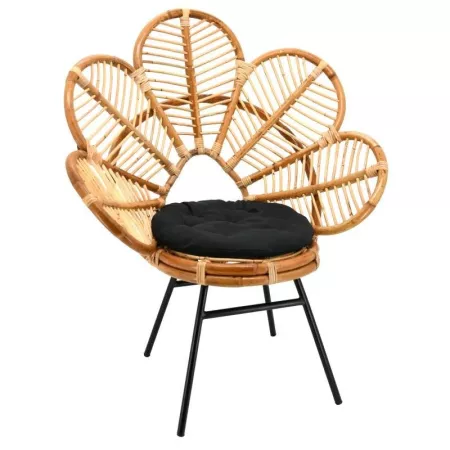 Fauteuil Rotin Fleur Pied Métal