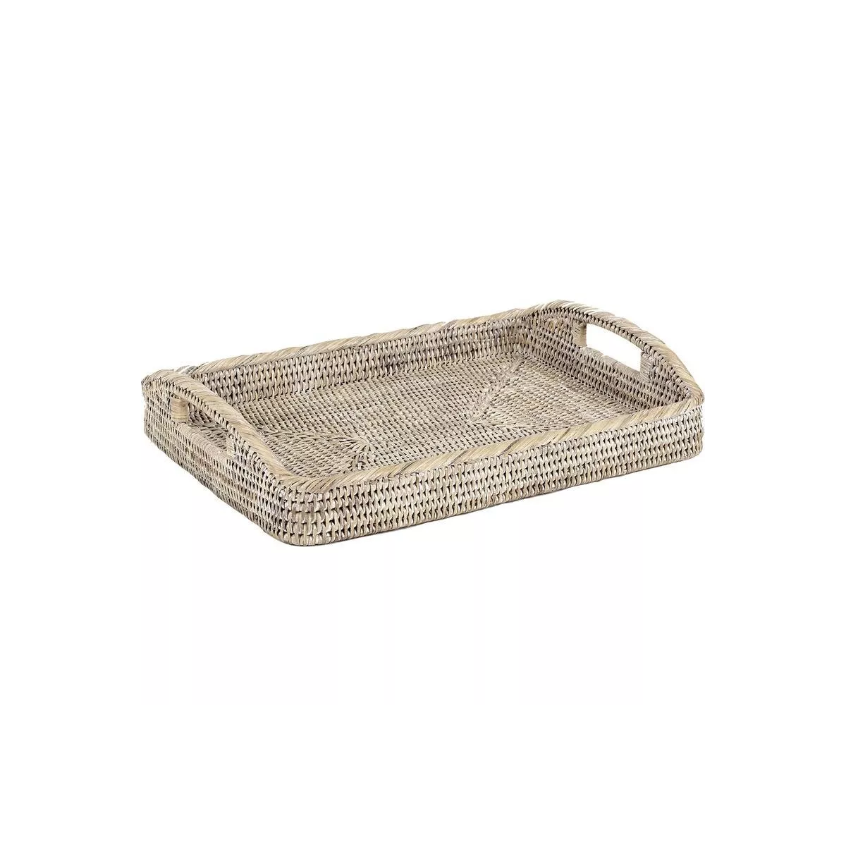 Plateau en Rotin Blanchi 52x36