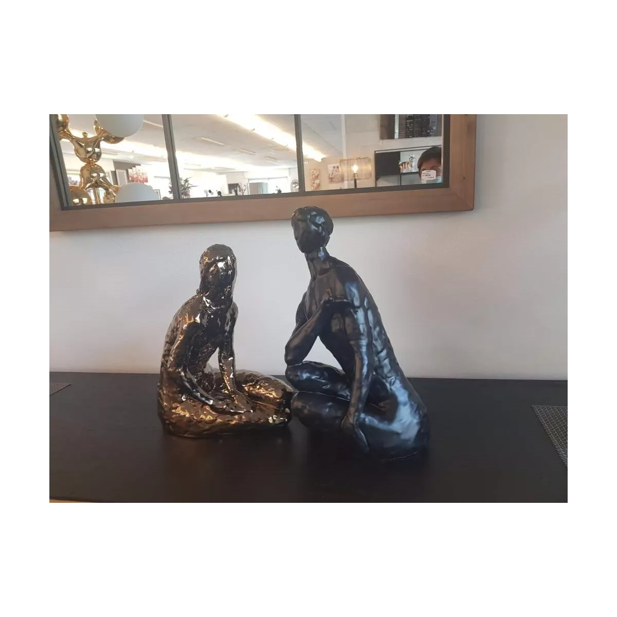Sculpture Couple or et noir