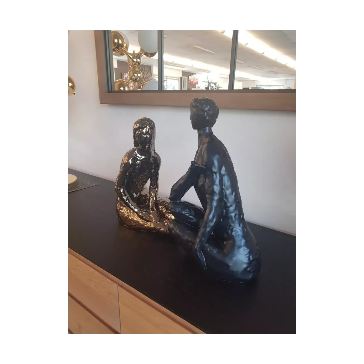Sculpture Couple or et noir