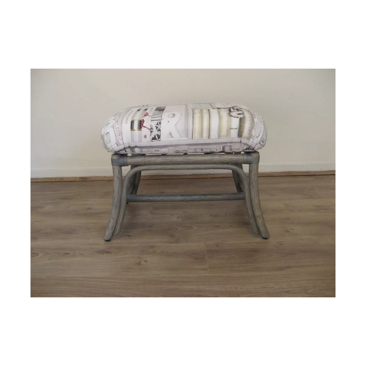 Pouf en Rotin Kos Gris