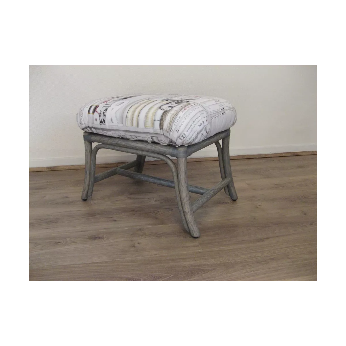 Pouf en Rotin Kos Gris