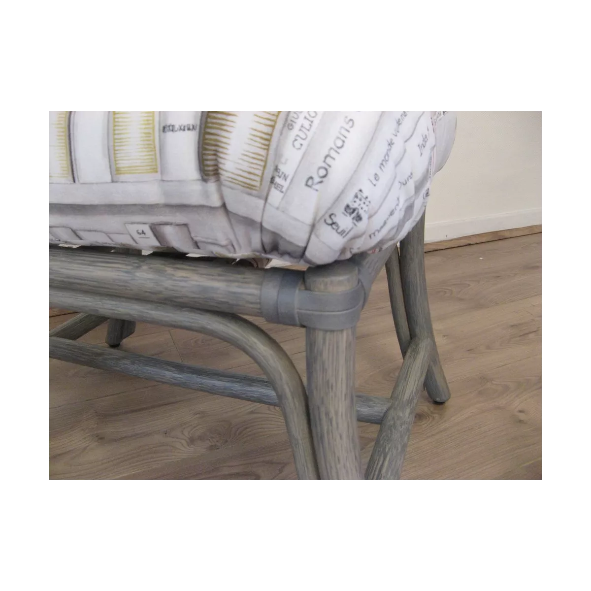 Pouf en Rotin Kos Gris