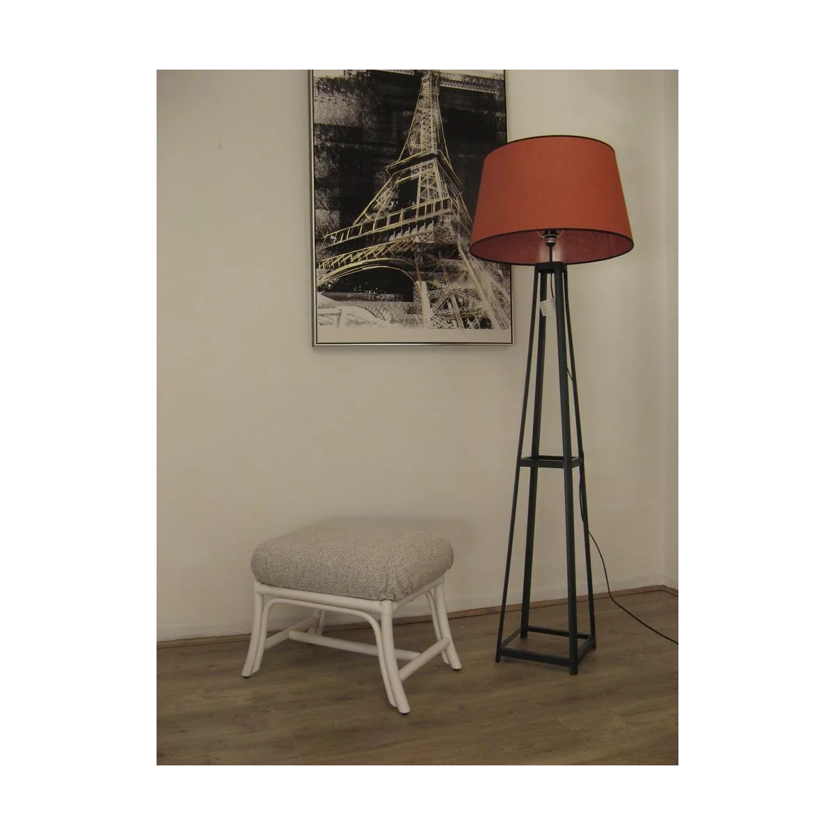 Pouf en Rotin Kos Blanc