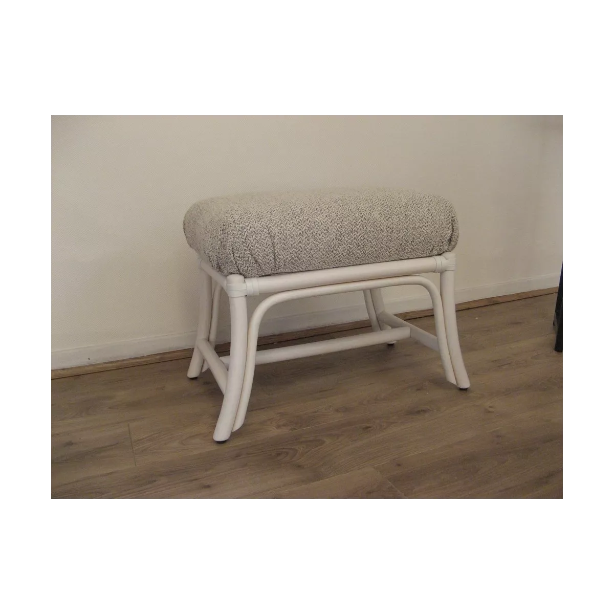Pouf en Rotin Kos Blanc