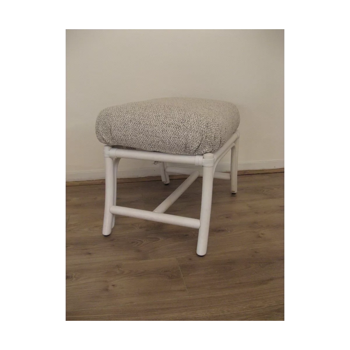 Pouf en Rotin Kos Blanc