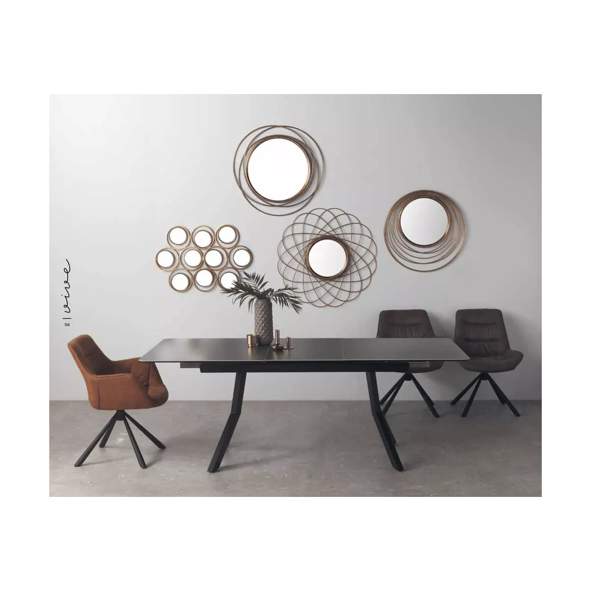 Table Formentera en Céramique Anthracite et Métal Noir