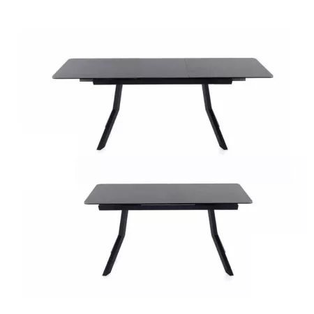 Table Formentera en Céramique Anthracite et Métal Noir