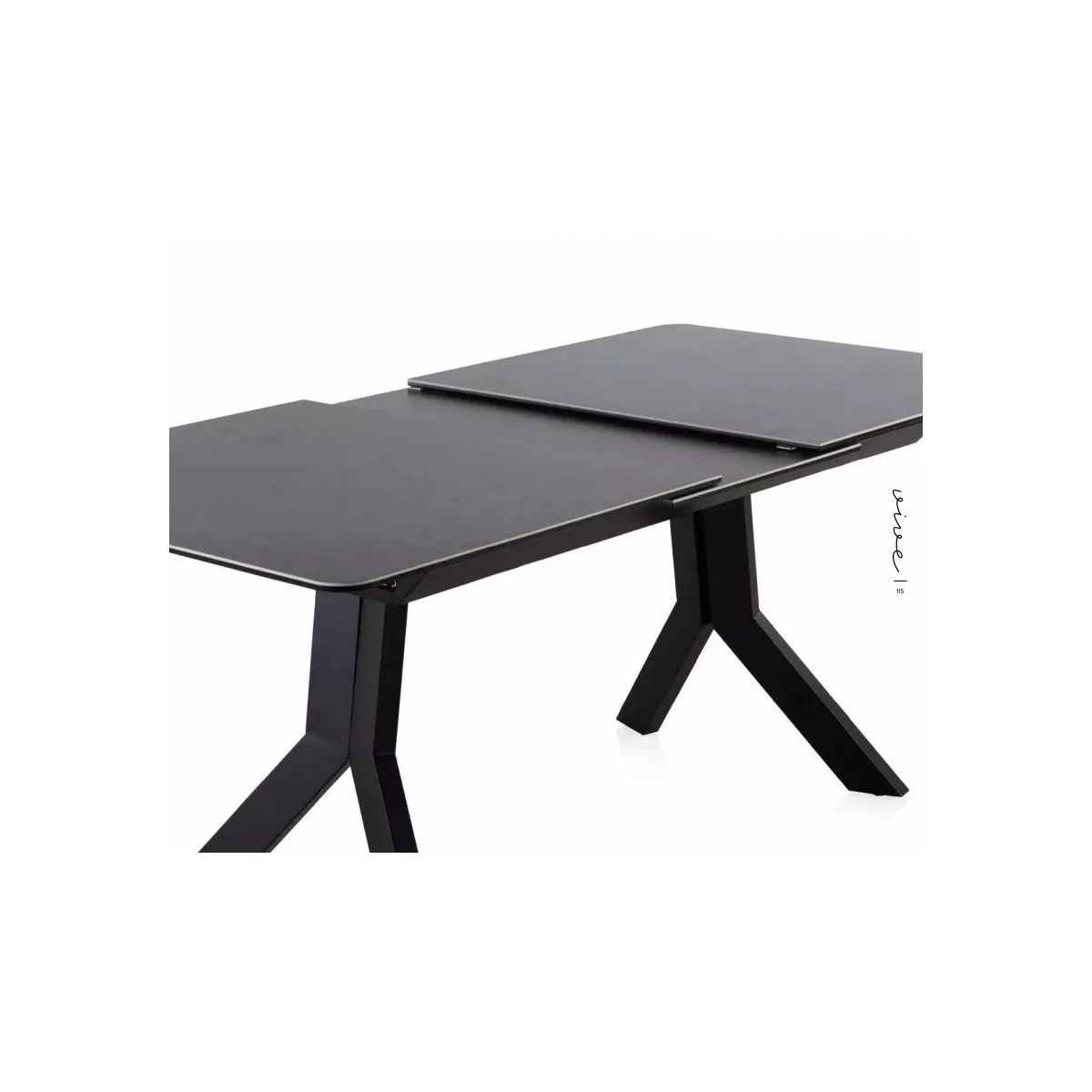 Table Formentera en Céramique Anthracite et Métal Noir