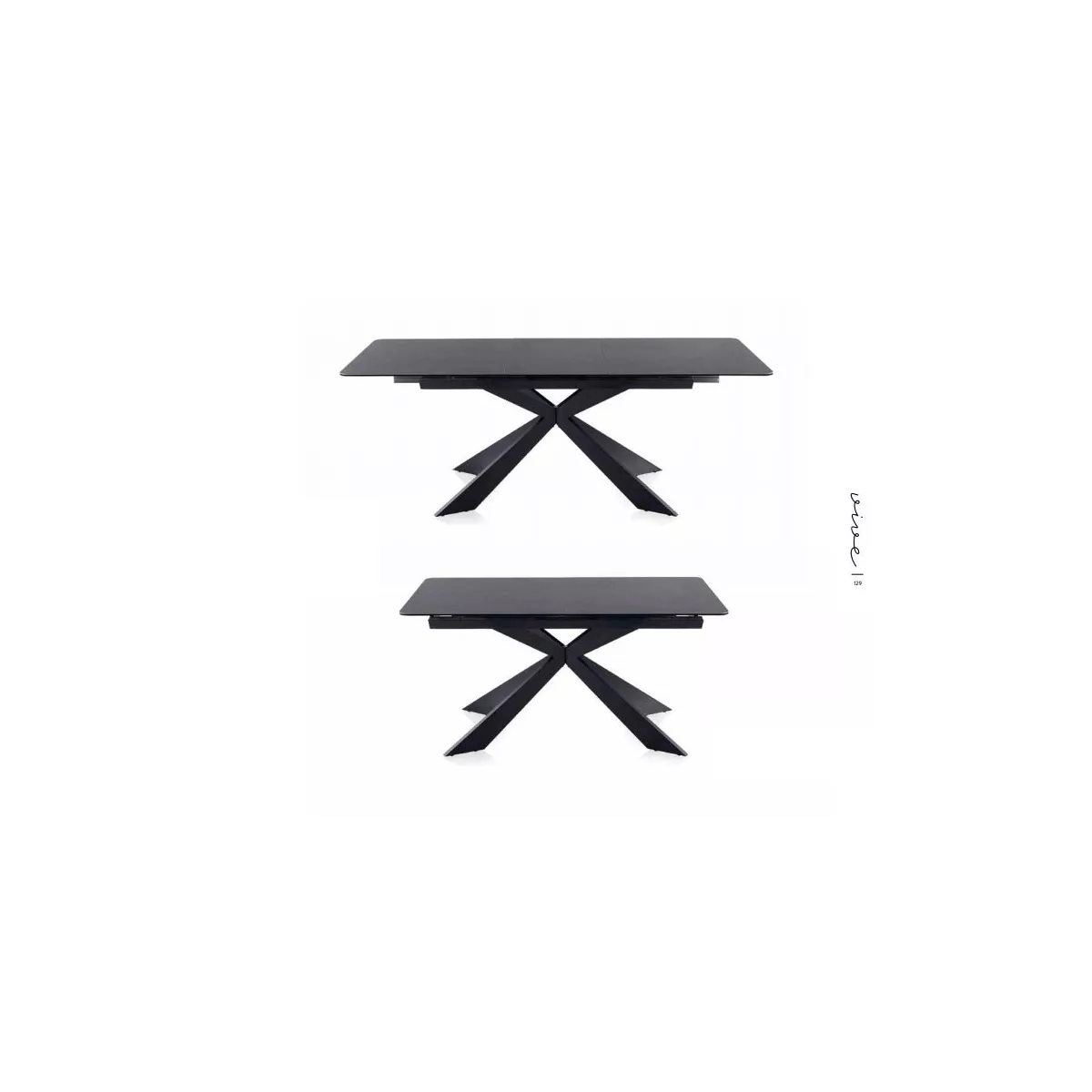 Table Majorque  en Céramique Anthracite et Métal Noir