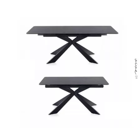 Table Majorque  en Céramique Anthracite et Métal Noir