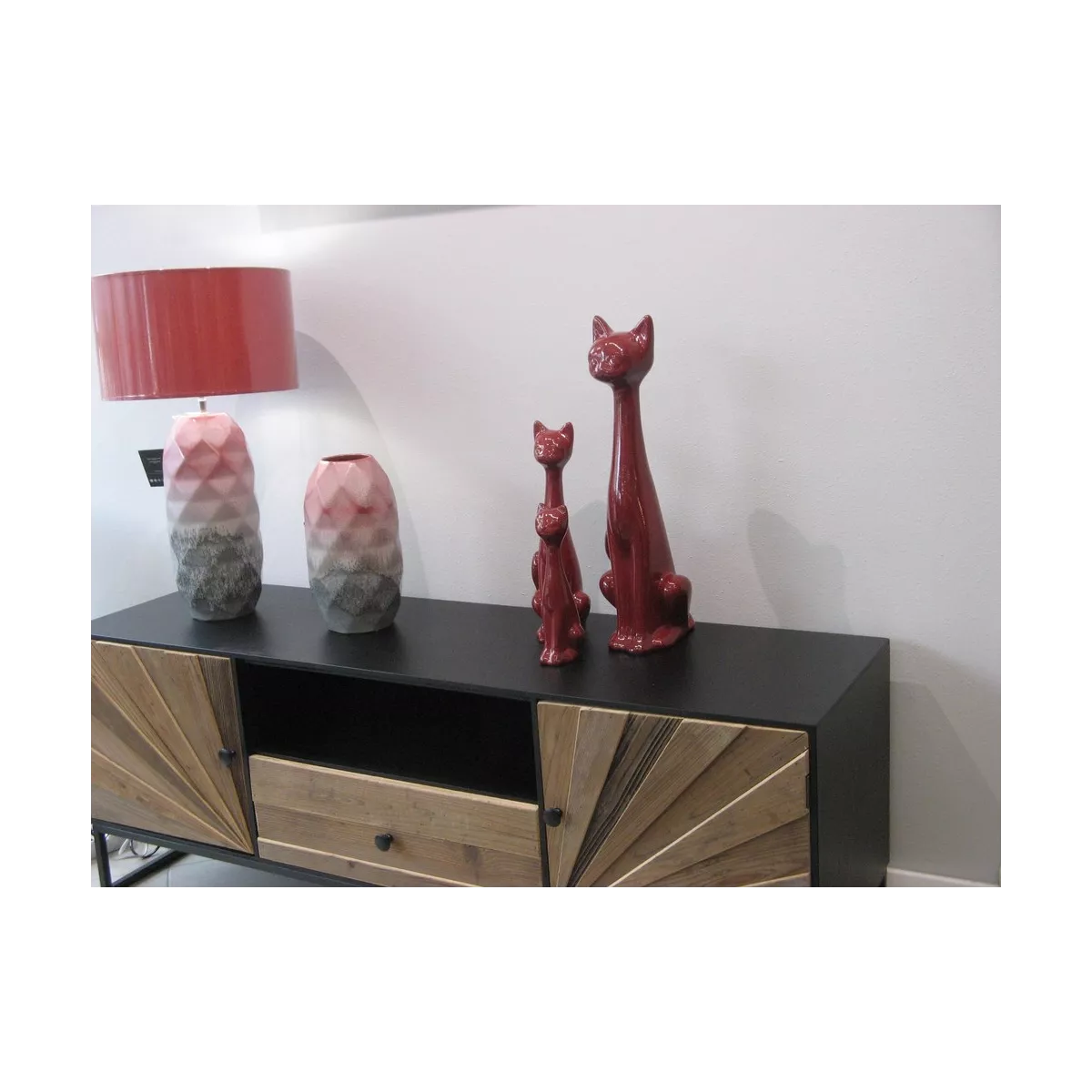 Sculpture Chat Rouge H.25cm