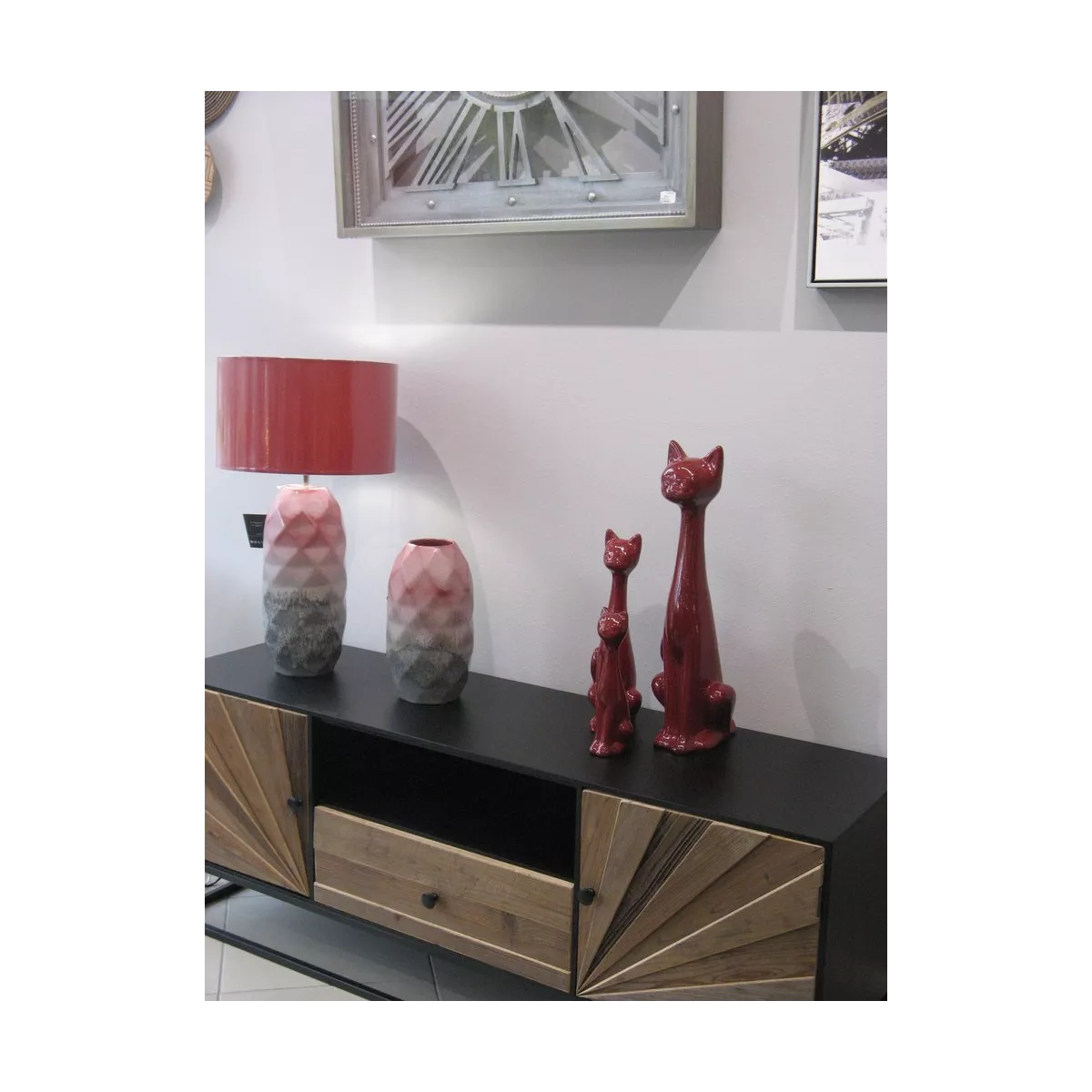 Sculpture Chat Rouge H.52cm