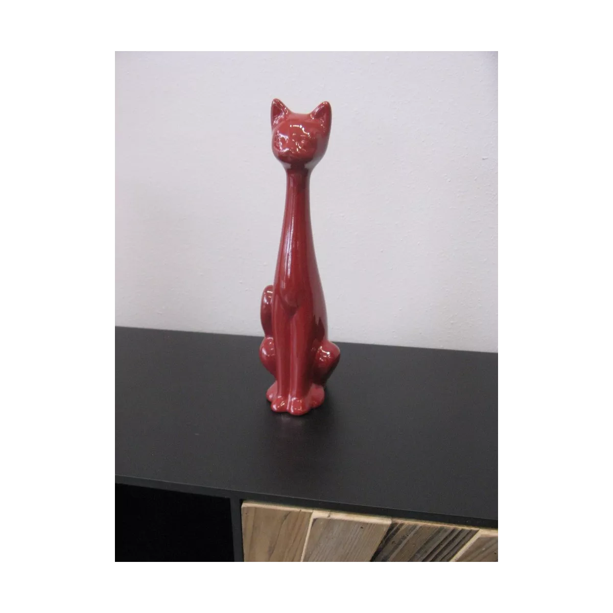 Sculpture Chat Rouge H.35cm