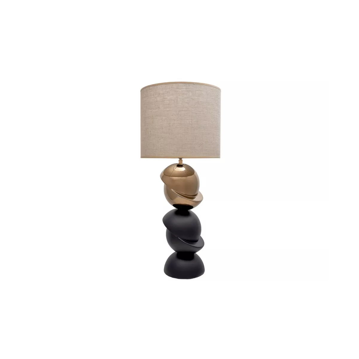 Lampe Demi boules Noire et Or H.70cm
