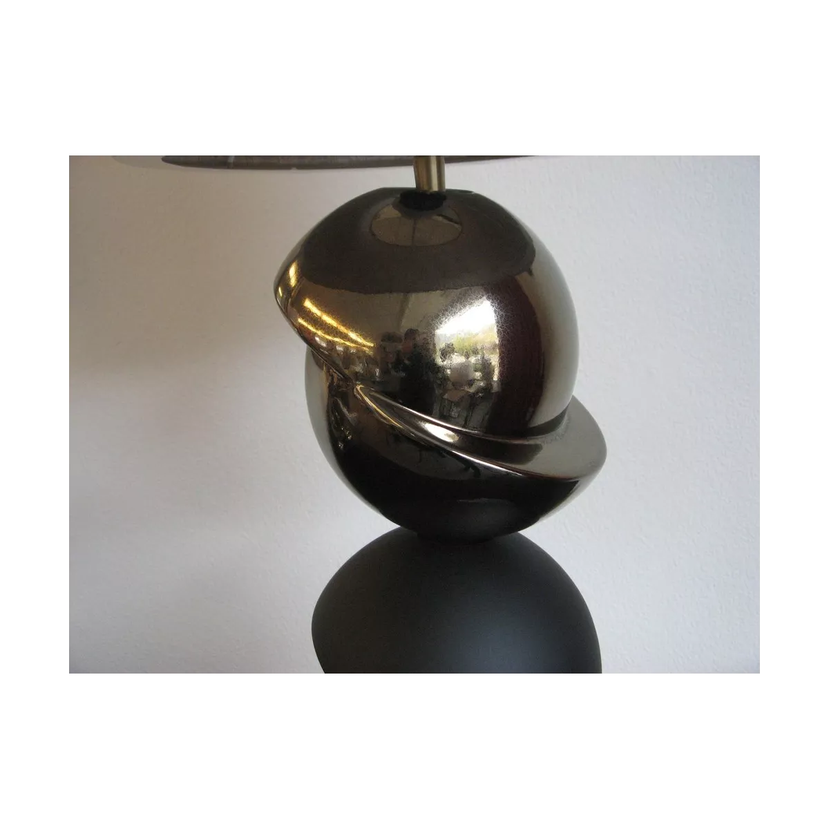 Lampe Demi boules Noire et Or H.70cm