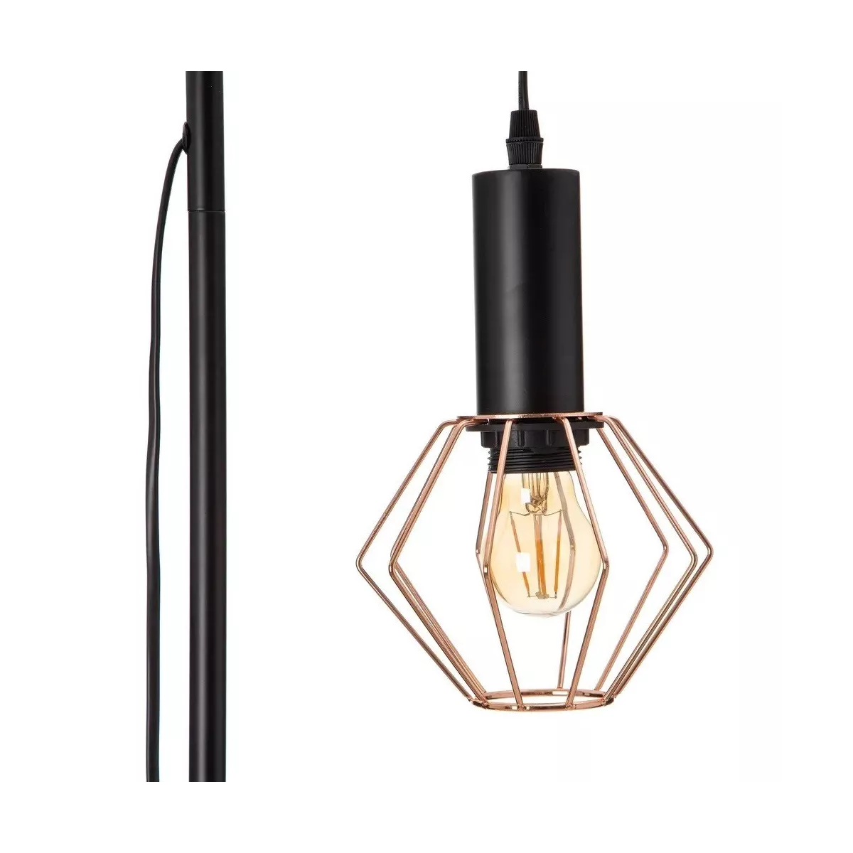 Lampe Géométrique métal Noir et Cuivre H.63cm