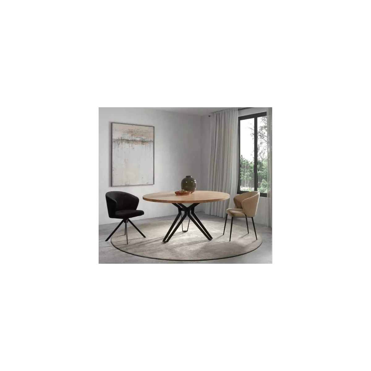 Table de repas Saxo en Chêne et Pied Métal