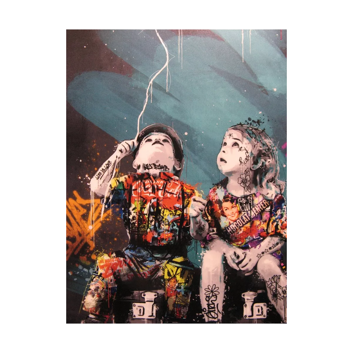 Tableau Romaric Garçon, la fille et la colombe 50x70