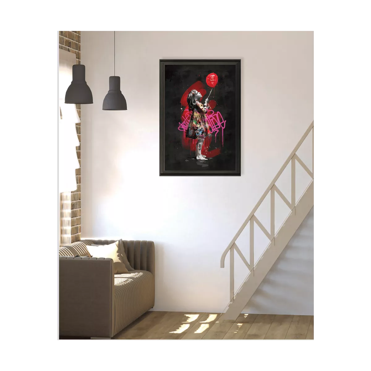Tableau Romaric, la petite fille et le ballon 50x70