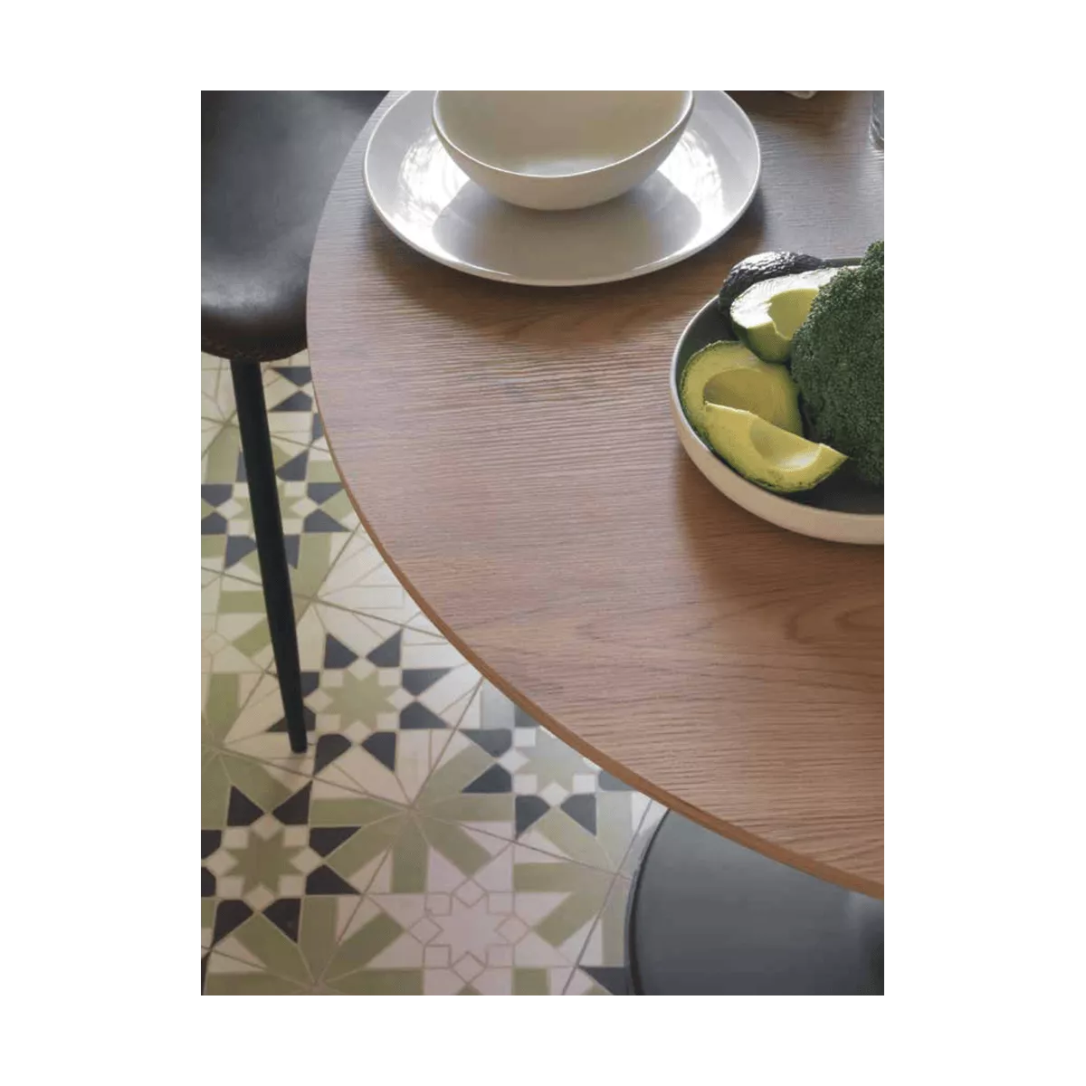 Table Abel ronde 100x100 Naturel Pied Noir
