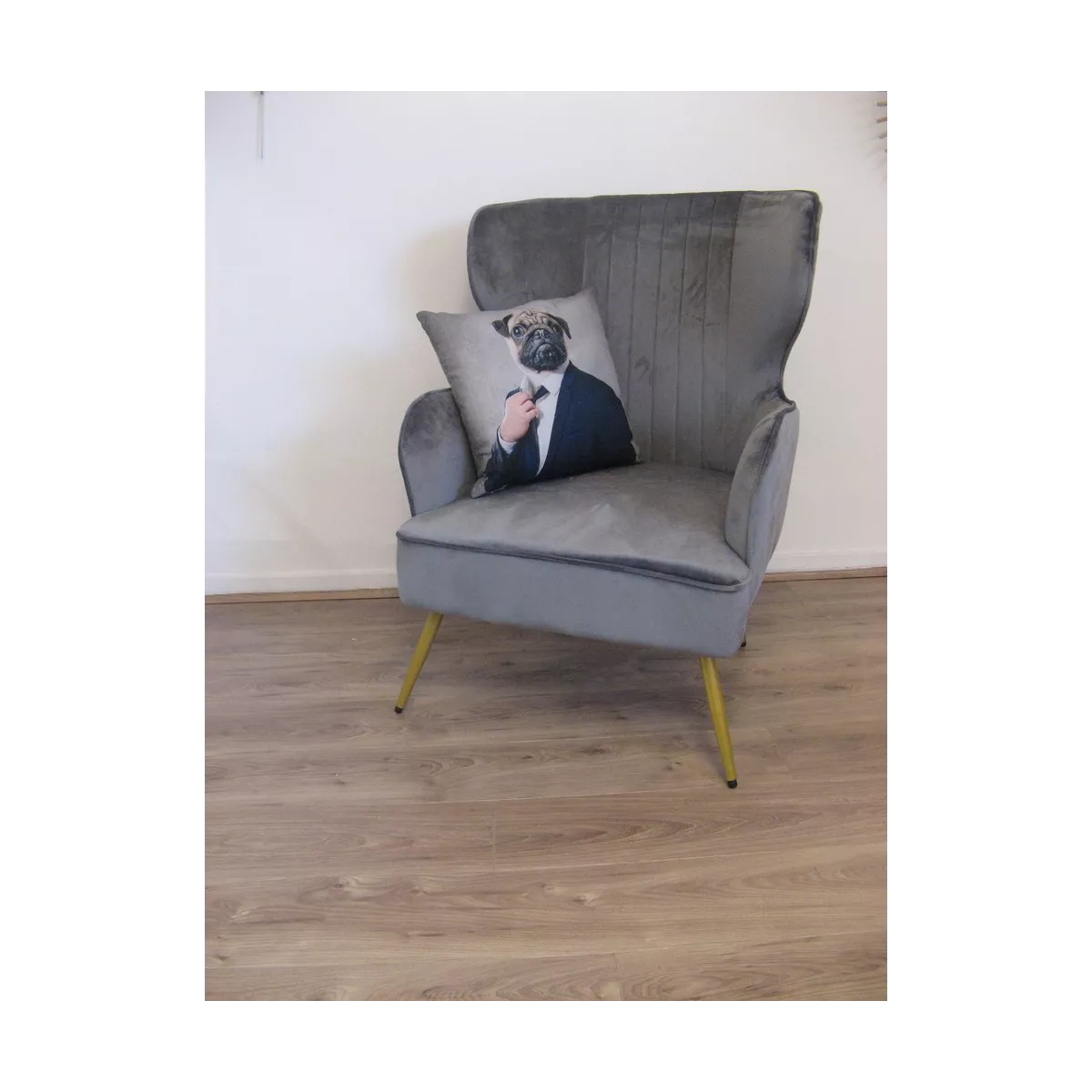 Fauteuil Calvi Velours Gris