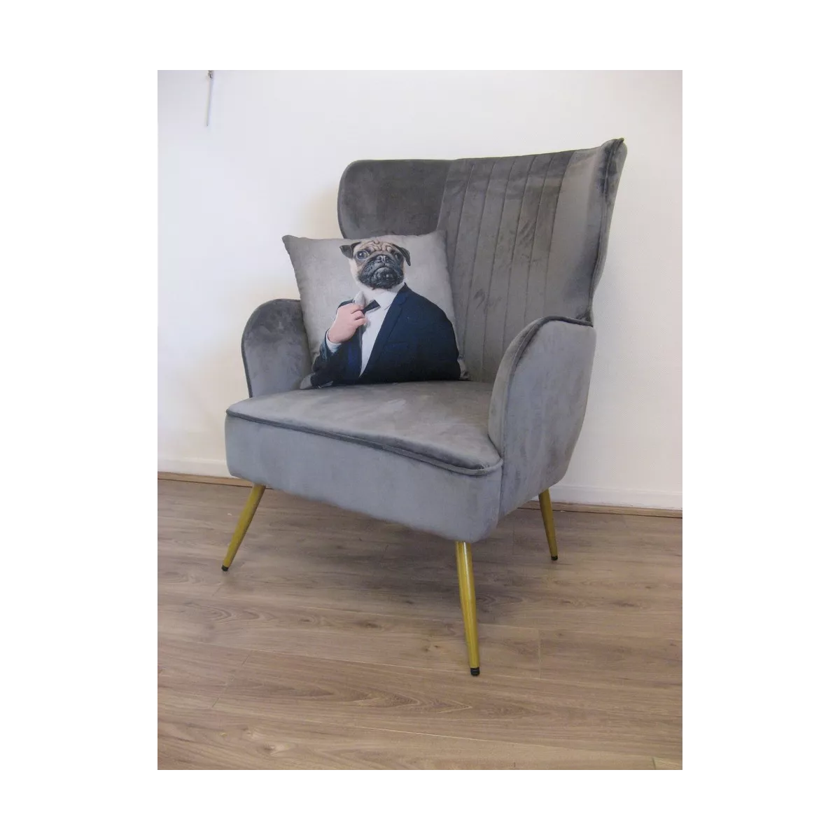 Fauteuil Calvi Velours Gris