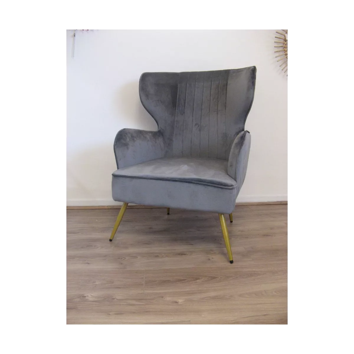 Fauteuil Calvi Velours Gris