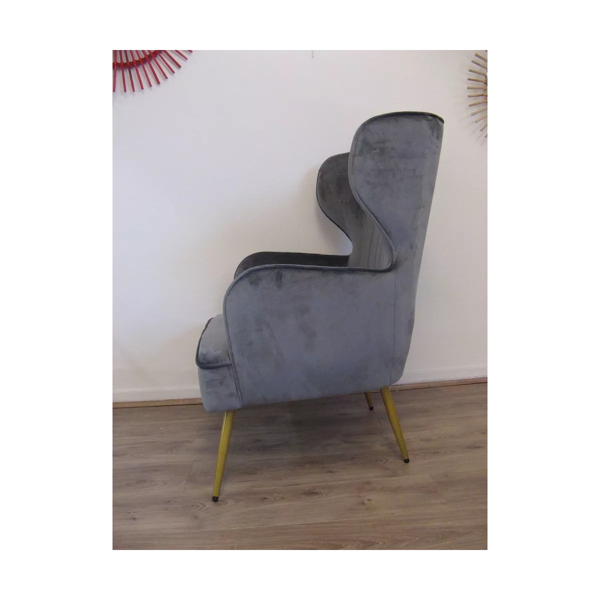 Fauteuil Calvi Velours Gris