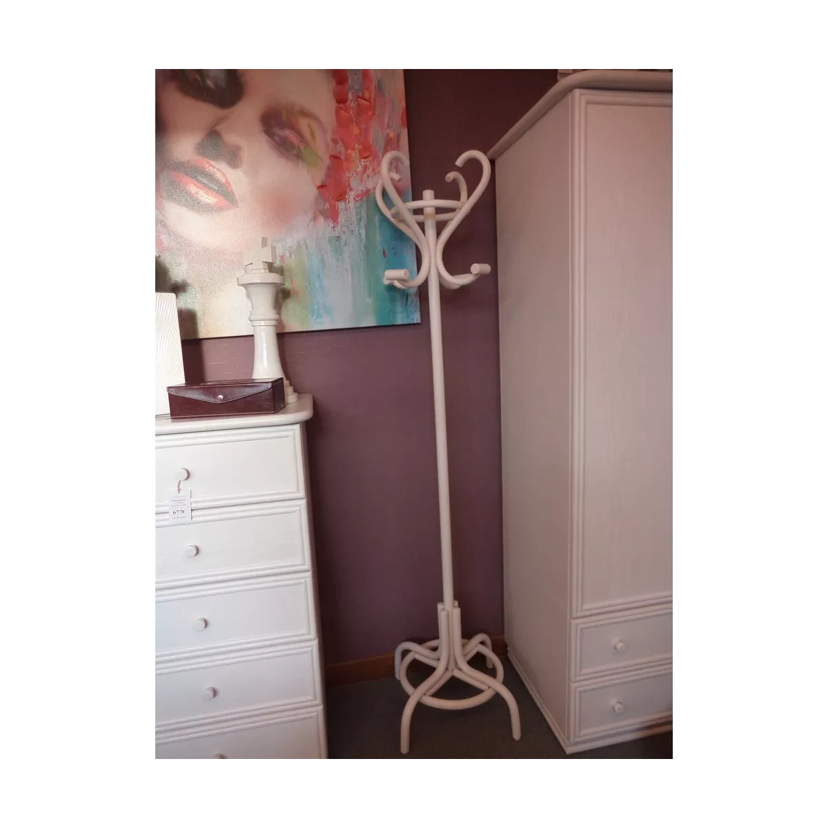 Porte  Manteaux Rotin Coloris Blanc