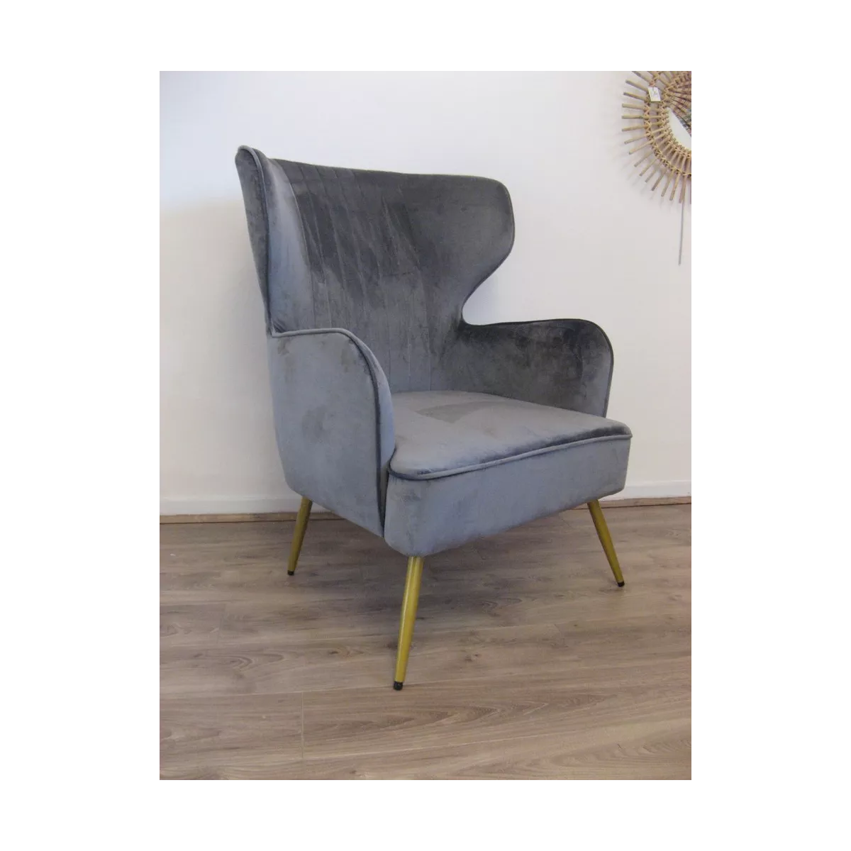 Fauteuil Calvi Velours Gris
