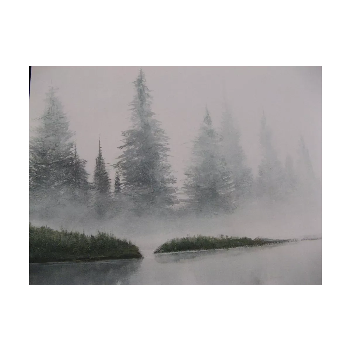 Tableau Lac dans la Brume 80x80